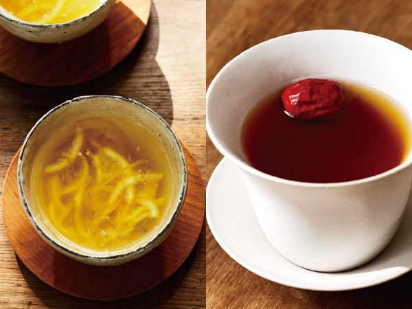 ユズ茶（左）とナツメ茶。健康でいるために韓国伝統茶でひと息つくこう。