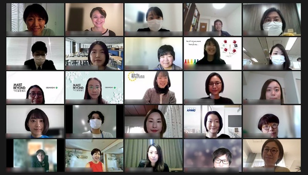 勉強会はオンラインで開催された。上段左から2番目が講師の四本さん