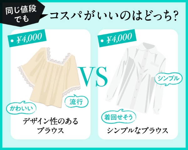 同じ値段の服でもトレンドのデザインとシンプルなデザインのどちらかが高コスパ？
