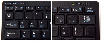 右：キー操作で3台のデバイスを切り替える右奥：電源スイッチは右側。小型ながらもファンクションキーを備える