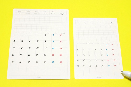 MサイズとSサイズそれぞれに12月の日付を書き込みました