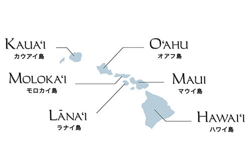ハワイ諸島で6番目の大きさのラナイ島。オアフ島から飛行機で30～40分。マウイ島からは船でも行けます（地図提供／ハワイ州観光局）