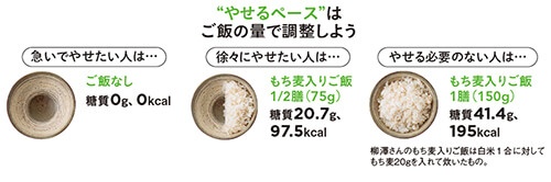 （データ：五訂増補日本食品標準成分表、もち麦入り ご飯は市販の製品の栄養成分表示を参照）