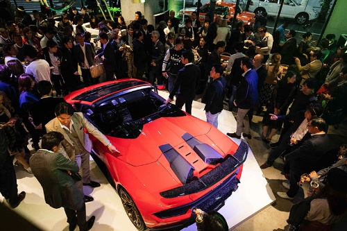 「URUS」とともに会場内に展示されていた「Lamborghini Huracān Performante Spyder（ランボルギーニ・ウラカン・ペルフォルマンテ・スパイダー）」