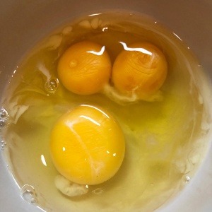 黄身が自然な黄色でプリっとしている鶏卵（写真:南美さん）