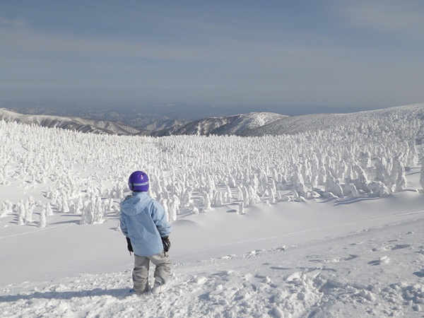 息子が小3の時、一緒に見た蔵王の樹氷。「スキーがしたい息子とも『こりゃスキーしてる場合じゃないね』と樹氷巡りをしました」