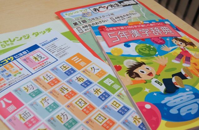 記述力を試す問題や漢字ポスターなど、紙の教材も用意されている